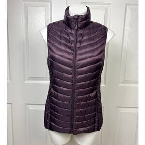 Heat Keep Purple Packable Puffer Down Vest Women's Size S Full Zip